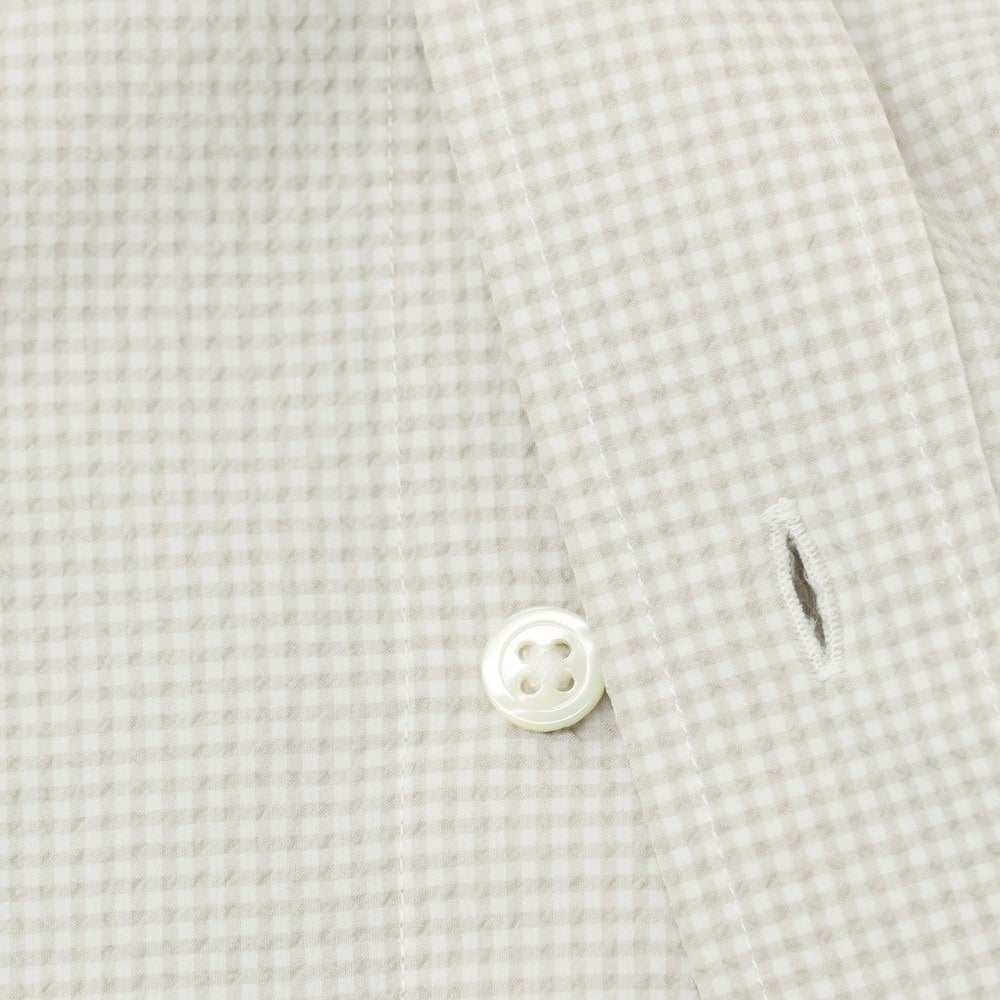 【中古】【未使用】ア デイ イン ザ ライフ ユナイテッドアローズ a day in the life united arrows ポリエステル シアサッカー ギンガムチェック ボタンダウン 半袖シャツ ライトグレーxホワイト【サイズS】【 状態ランクS 】【 メンズ 】