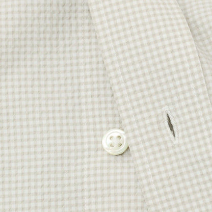 【中古】【未使用】ア デイ イン ザ ライフ ユナイテッドアローズ a day in the life united arrows ポリエステル シアサッカー ギンガムチェック ボタンダウン 半袖シャツ ライトグレーxホワイト【サイズS】【 状態ランクS 】【 メンズ 】