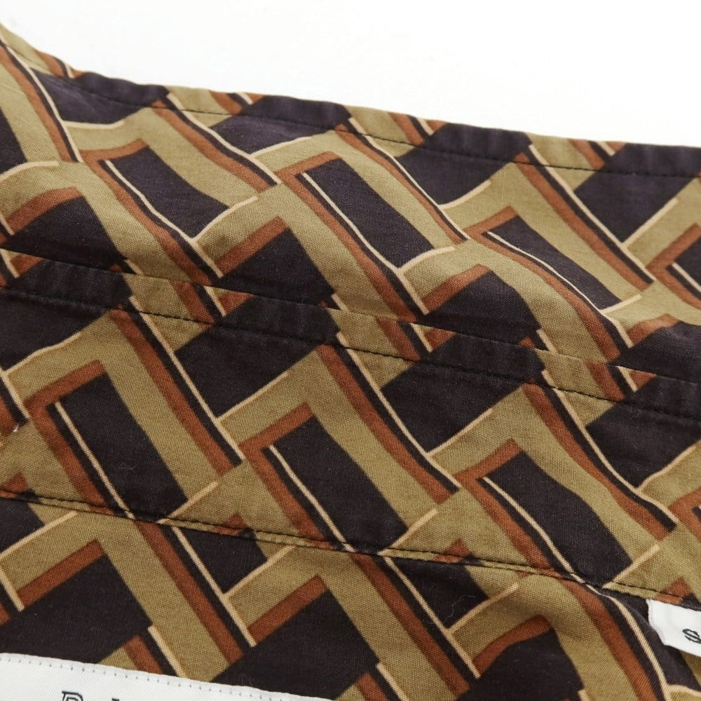 【中古】トゥモローランド TOMORROWLAND PILGRIM コットン レギュラーカラー カジュアルシャツ カーキオリーブ系xブラウン【 S 】【 状態ランクB 】【 メンズ 】