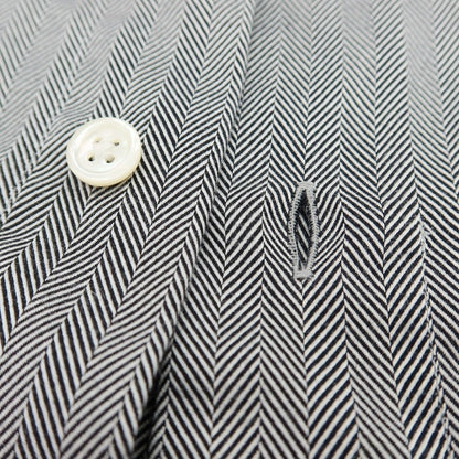 【中古】トゥモローランド TOMORROWLAND PILGRIM コットン ヘリンボーン セミワイドカラー ドレスシャツ ブラックxホワイト【 37 】【 状態ランクB 】【 メンズ 】