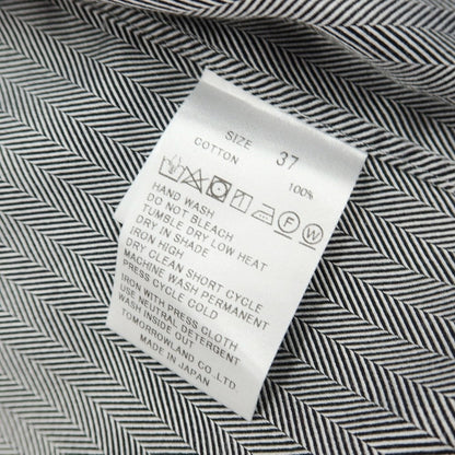 【中古】トゥモローランド TOMORROWLAND PILGRIM コットン ヘリンボーン セミワイドカラー ドレスシャツ ブラックxホワイト【 37 】【 状態ランクB 】【 メンズ 】