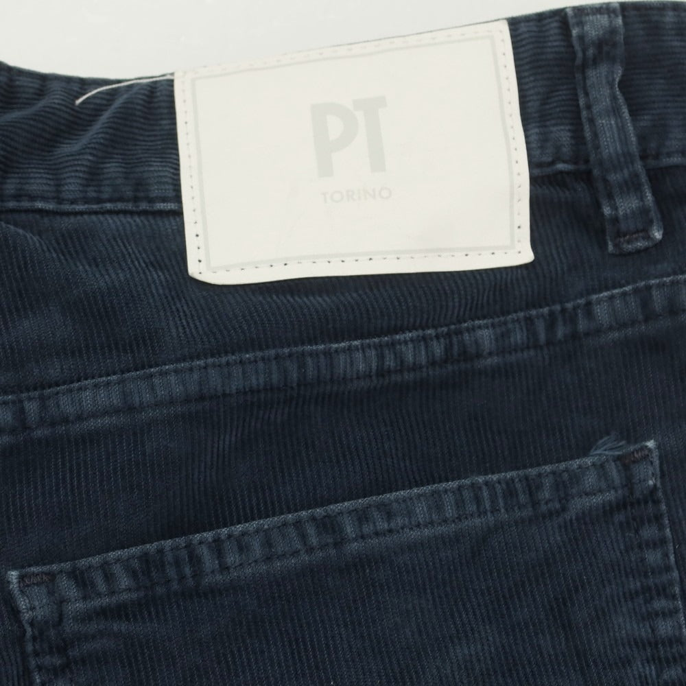 【中古】ピーティートリノ デニム PT TORINO DENIM BAND ストレッチ コットン 細畝 コーデュロイパンツ ネイビー【 30 】【 状態ランクC 】【 メンズ 】