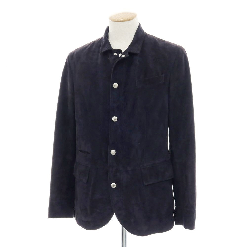 【中古】ブルネロクチネリ Brunello Cucinelli スエード レザーブルゾン ネイビー【 XS 】【 状態ランクD 】【 メンズ 】