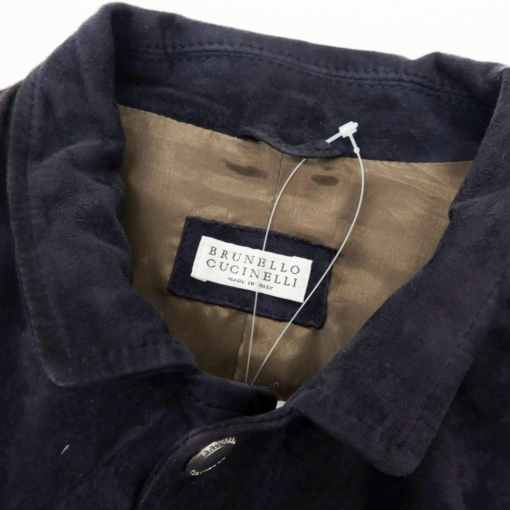 【中古】ブルネロクチネリ Brunello Cucinelli スエード レザーブルゾン ネイビー【 XS 】【 状態ランクD 】【 メンズ 】