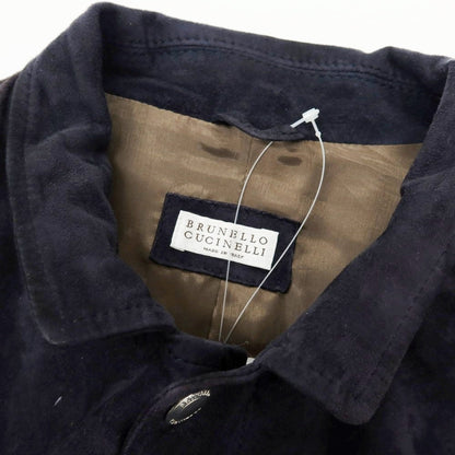 【中古】ブルネロクチネリ Brunello Cucinelli スエード レザーブルゾン ネイビー【 XS 】【 状態ランクD 】【 メンズ 】