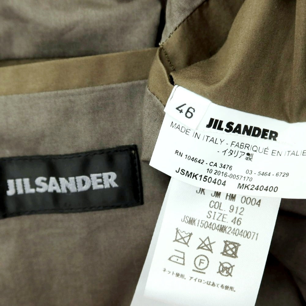 【中古】ジルサンダー JIL SANDER コットン 2つボタンスーツ セットアップ カーキ【 サイズ46/46 】【 状態ランクD 】【 メンズ 】 [BPD]