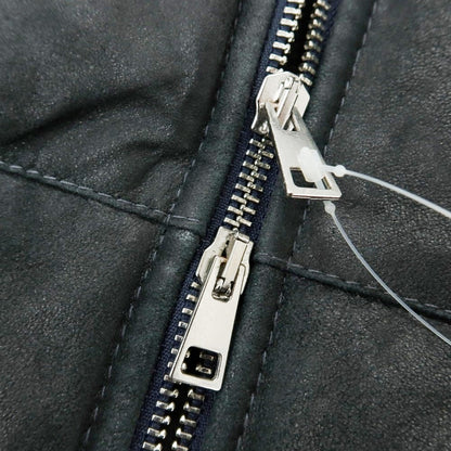 【中古】ジョルジオブラット GIORGIO BRATO ユーズド加工 中綿入り スタンドカラー ダブルジップ レザーブルゾン ブラックグリーン【 48 】【 状態ランクC 】【 メンズ 】