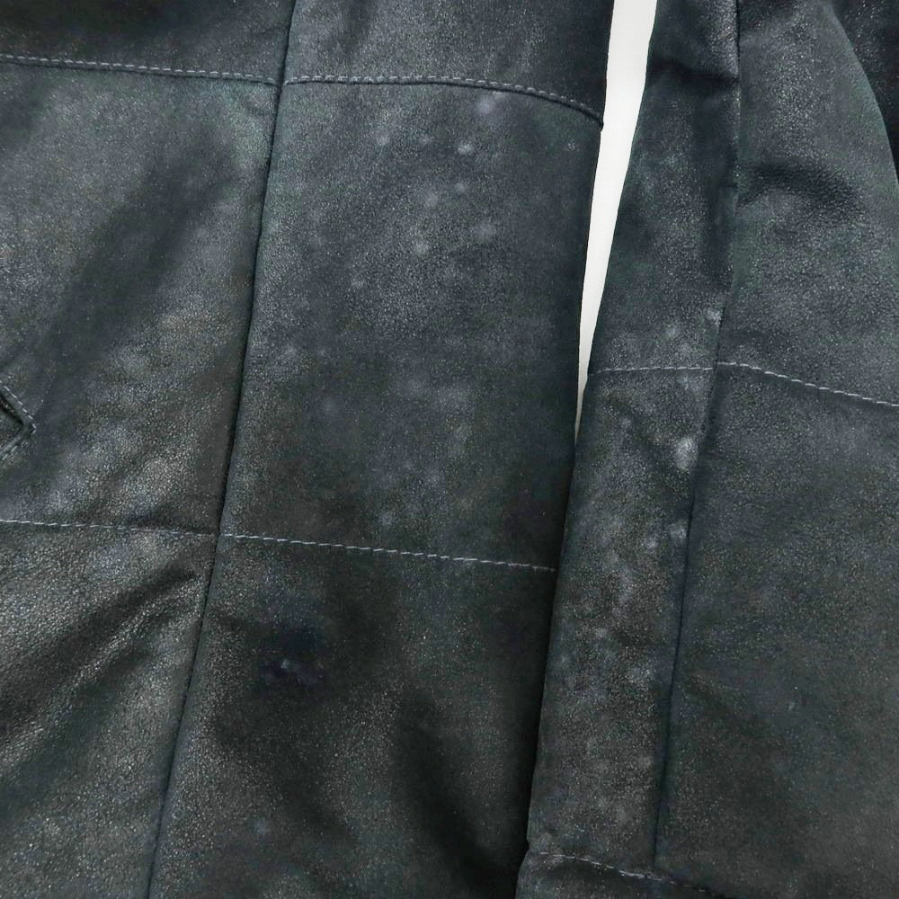 【中古】ジョルジオブラット GIORGIO BRATO ユーズド加工 中綿入り スタンドカラー ダブルジップ レザーブルゾン ブラックグリーン【 48 】【 状態ランクC 】【 メンズ 】