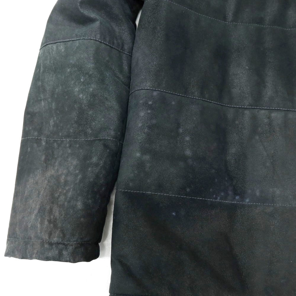 【中古】ジョルジオブラット GIORGIO BRATO ユーズド加工 中綿入り スタンドカラー ダブルジップ レザーブルゾン ブラックグリーン【 48 】【 状態ランクC 】【 メンズ 】