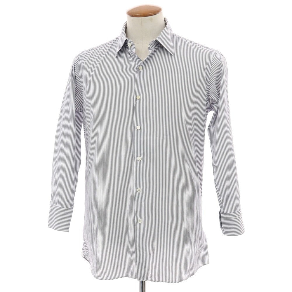 【中古】マリアサンタンジェロ Maria Santangelo The Style Gate コットン ストライプ レギュラーカラー ドレスシャツ ホワイトxネイビー【 表記なし(M位) 】【 状態ランクB 】【 メンズ 】