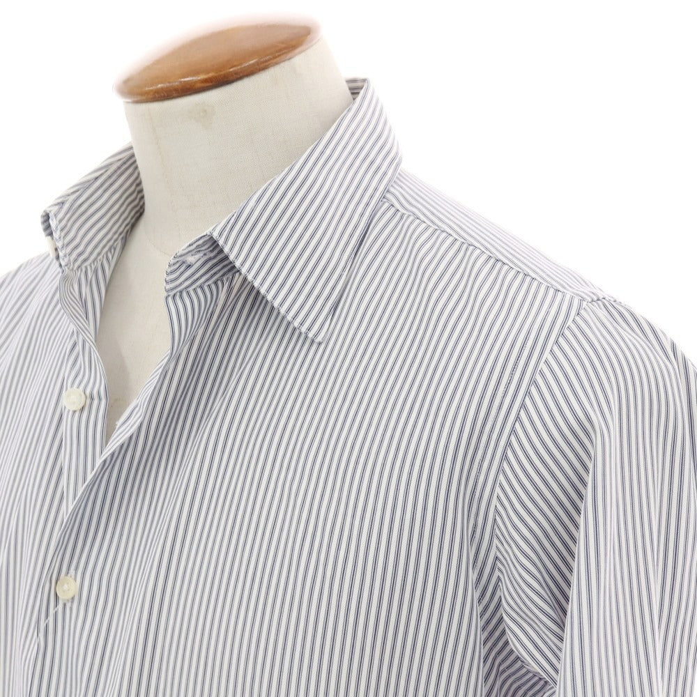 【中古】マリアサンタンジェロ Maria Santangelo The Style Gate コットン ストライプ レギュラーカラー ドレスシャツ ホワイトxネイビー【 表記なし(M位) 】【 状態ランクB 】【 メンズ 】