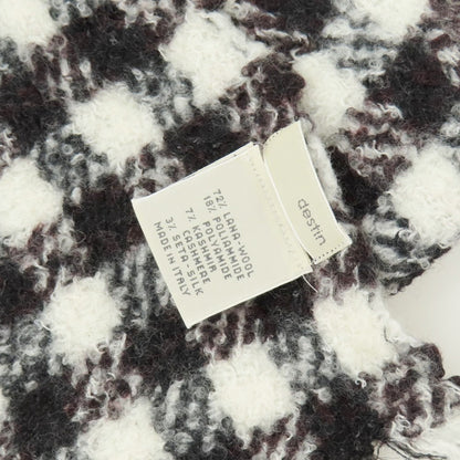 【中古】デスティン destin ウールナイロンカシミヤ チェック マフラー ホワイトxブラウン【 状態ランクC 】【 ユニセックス 】