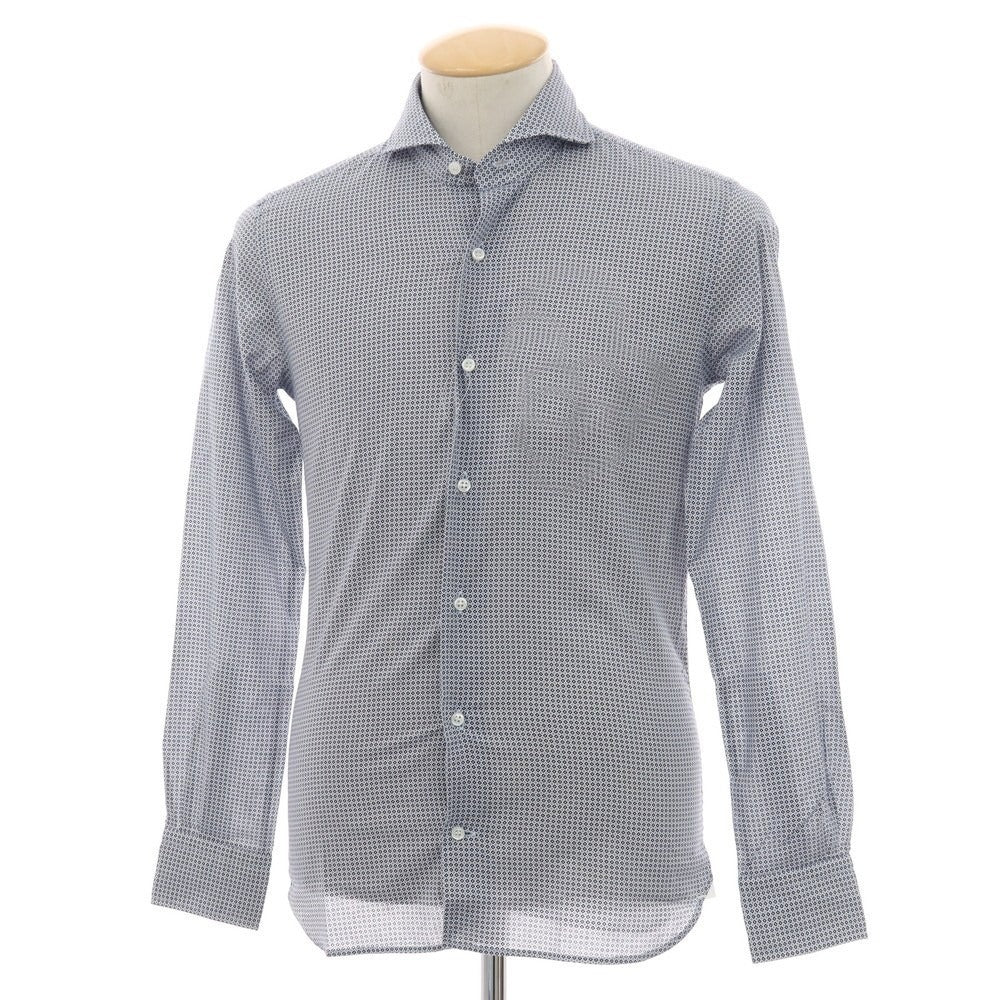 【中古】オリアン ORIAN コットン ホリゾンタルカラー カジュアルシャツ ネイビーxホワイト【 37 】【 状態ランクA 】【 メンズ 】