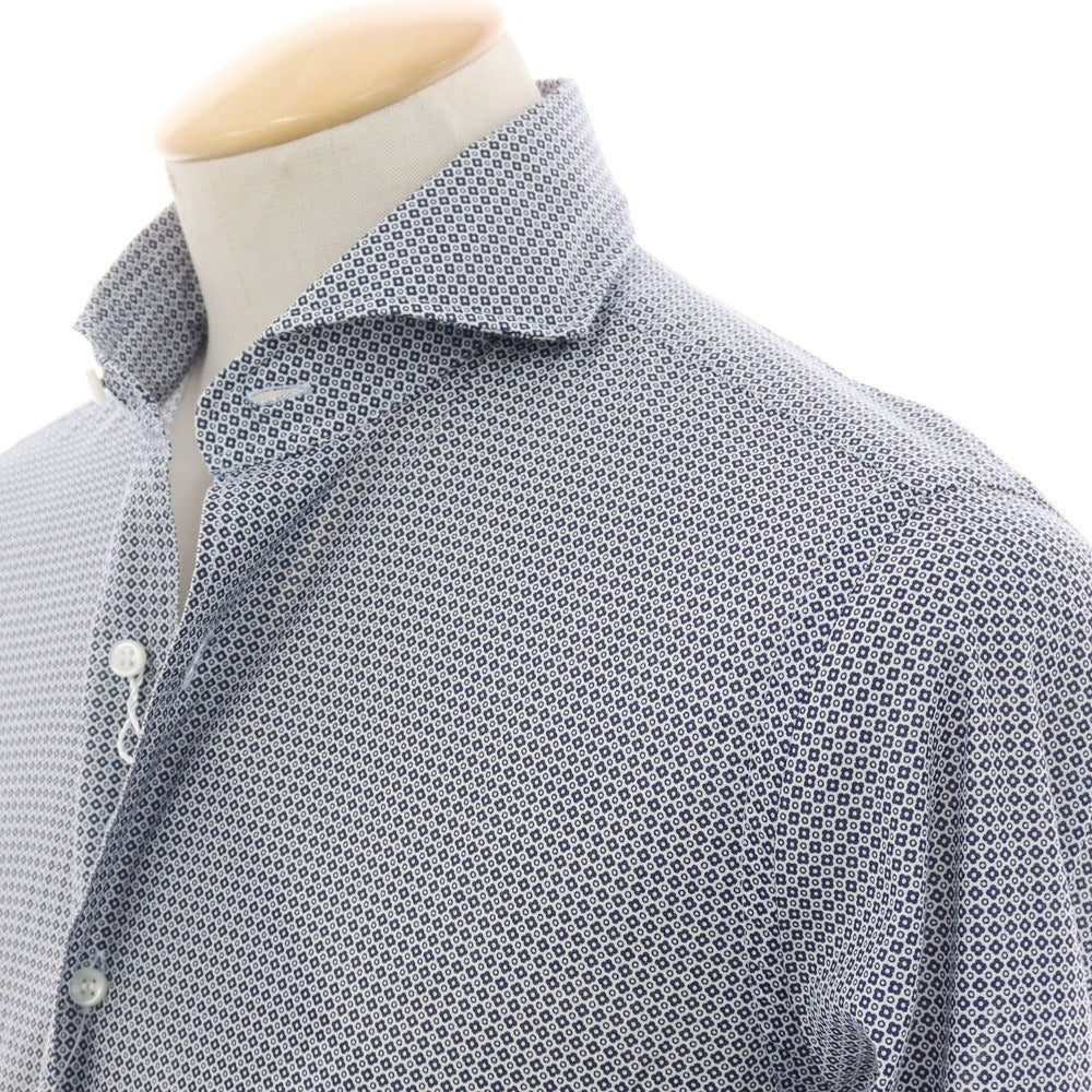 【中古】オリアン ORIAN コットン ホリゾンタルカラー カジュアルシャツ ネイビーxホワイト【 37 】【 状態ランクA 】【 メンズ 】