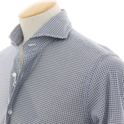 【中古】オリアン ORIAN コットン ホリゾンタルカラー カジュアルシャツ ネイビーxホワイト【 37 】【 状態ランクA 】【 メンズ 】