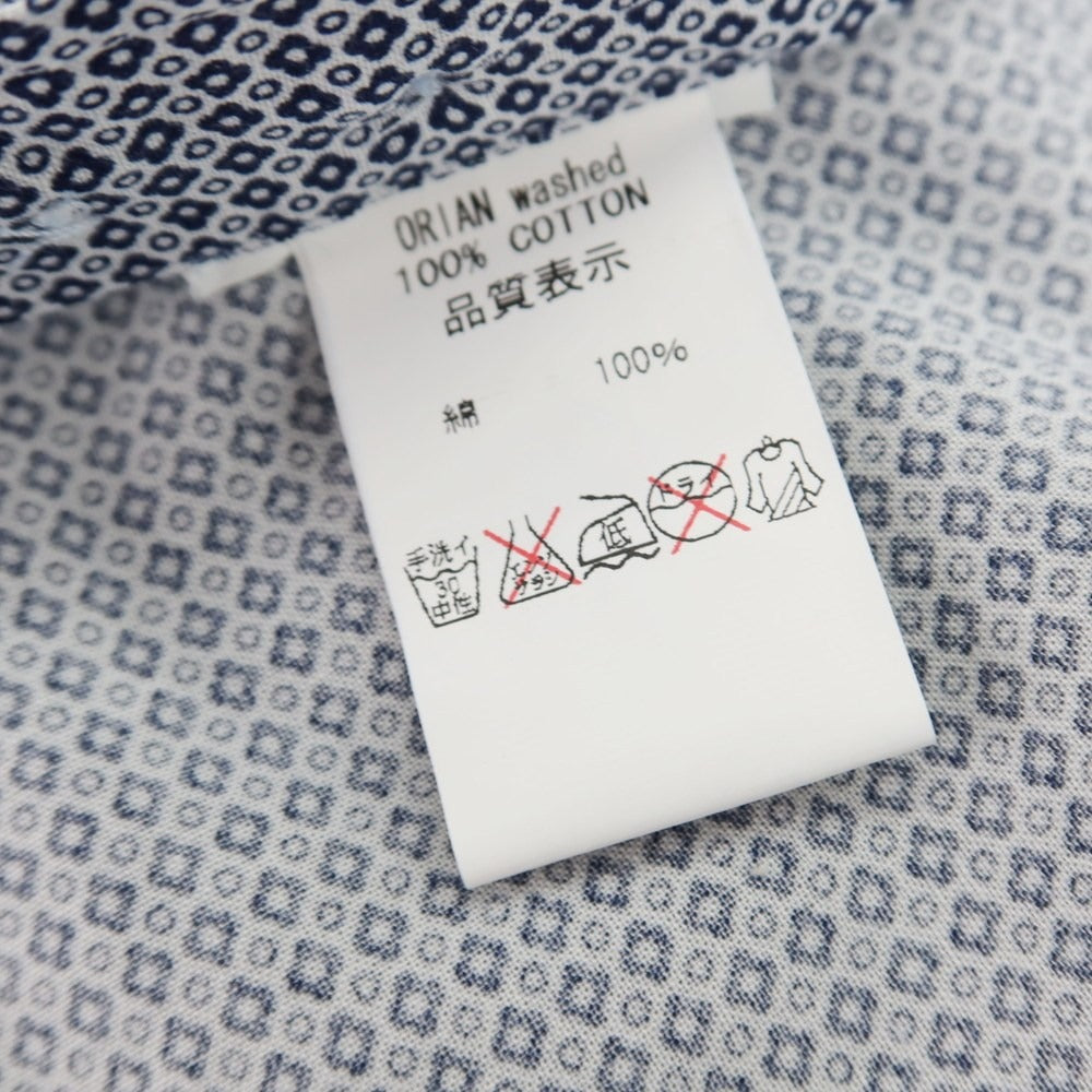 【中古】オリアン ORIAN コットン ホリゾンタルカラー カジュアルシャツ ネイビーxホワイト【 37 】【 状態ランクA 】【 メンズ 】