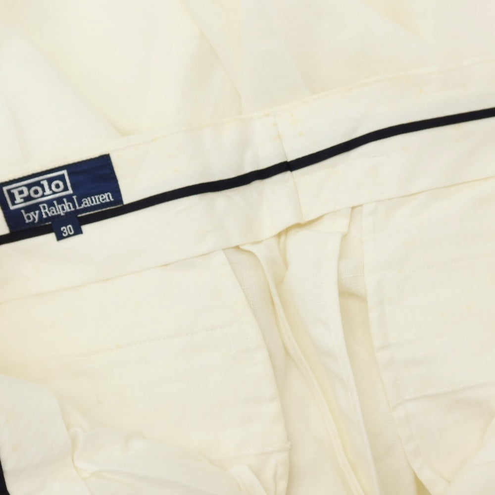 【中古】ポロ ラルフローレン Polo Ralph Lauren リネン カジュアルスラックスパンツ ホワイト【サイズ30】【 状態ランクC 】【 メンズ 】