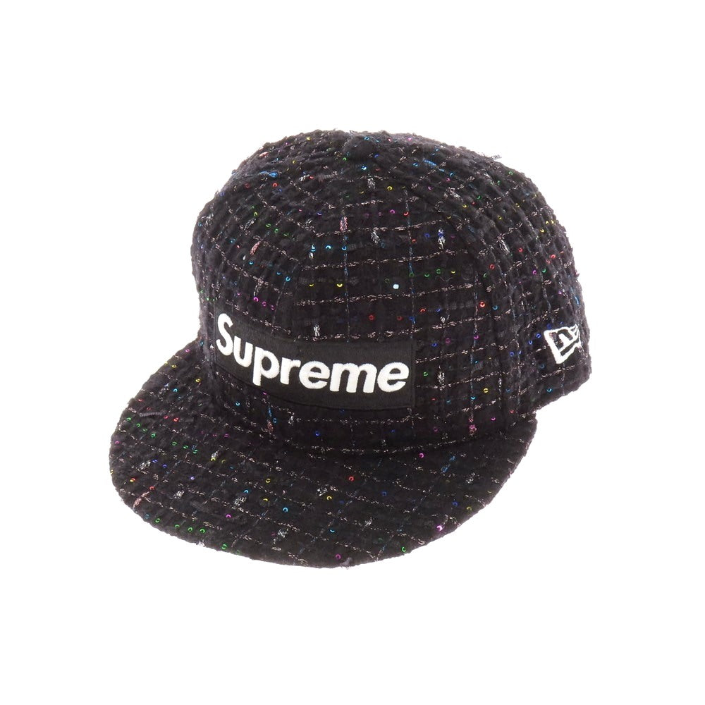 【中古】シュプリーム Supreme 2025年秋冬 Boucle Box Logo New Era スパンコール キャップ ブラック【 サイズ7 1/4 】【 状態ランクA 】【 メンズ 】 [BPD]