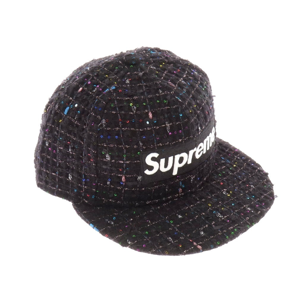 【中古】シュプリーム Supreme 2025年秋冬 Boucle Box Logo New Era スパンコール キャップ ブラック【 サイズ7 1/4 】【 状態ランクA 】【 メンズ 】 [BPD]