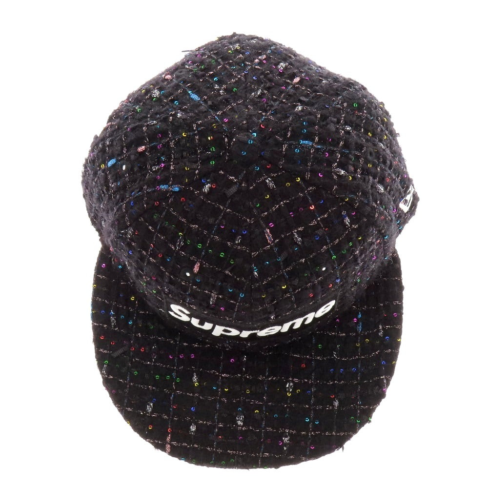 【中古】シュプリーム Supreme 2025年秋冬 Boucle Box Logo New Era スパンコール キャップ ブラック【 サイズ7 1/4 】【 状態ランクA 】【 メンズ 】 [BPD]