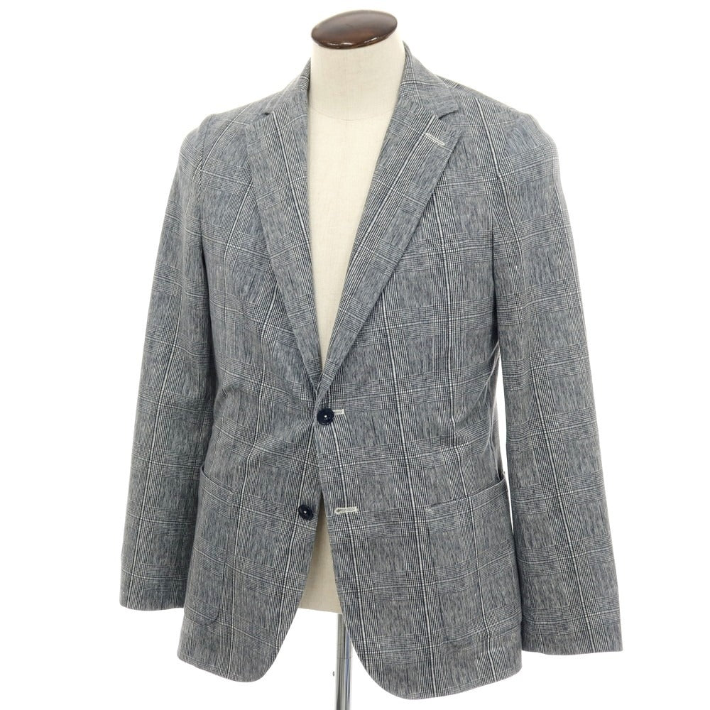 【中古】チルコロ1901 CIRCOLO 1901 コットン ジャージー グレンチェック プリント 2B カジュアルジャケット ネイビーxホワイト【サイズ50】【 状態ランクA 】【 メンズ 】