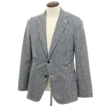 【中古】チルコロ1901 CIRCOLO 1901 コットン ジャージー グレンチェック プリント 2B カジュアルジャケット ネイビーxホワイト【サイズ50】【 状態ランクA 】【 メンズ 】