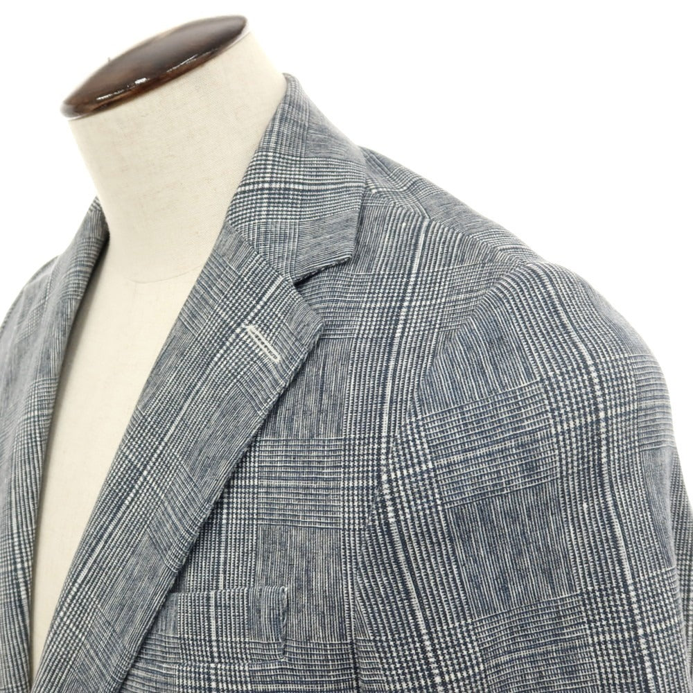 【中古】チルコロ1901 CIRCOLO 1901 コットン ジャージー グレンチェック プリント 2B カジュアルジャケット ネイビーxホワイト【サイズ50】【 状態ランクA 】【 メンズ 】