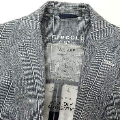 【中古】チルコロ1901 CIRCOLO 1901 コットン ジャージー グレンチェック プリント 2B カジュアルジャケット ネイビーxホワイト【サイズ50】【 状態ランクA 】【 メンズ 】