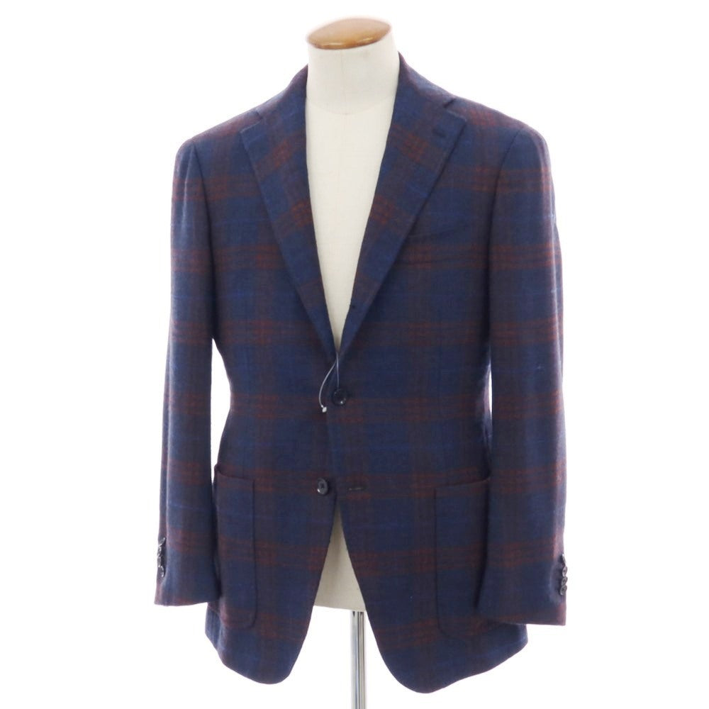 【中古】リングヂャケット RING JACKET ウール チェック 3B テーラードジャケット ネイビーxブラウン【 46 】【 状態ランクB 】【 メンズ 】