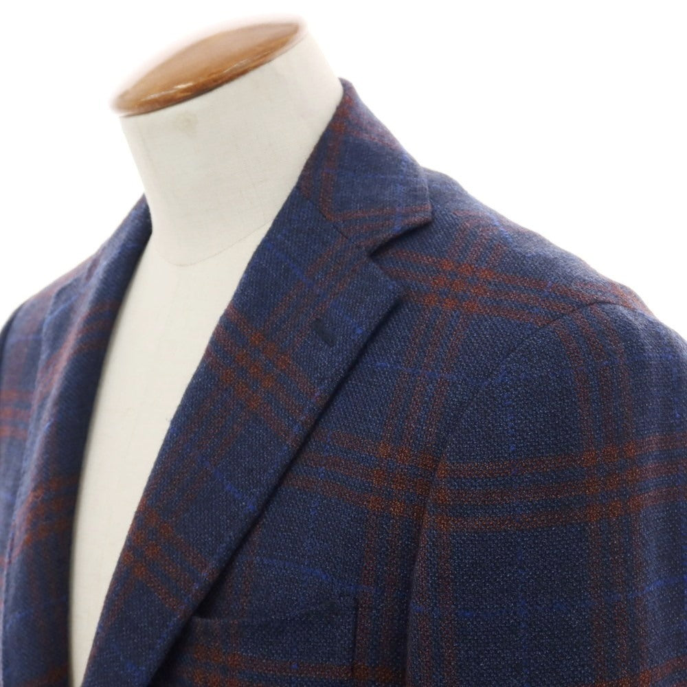 【中古】リングヂャケット RING JACKET ウール チェック 3B テーラードジャケット ネイビーxブラウン【 46 】【 状態ランクB 】【 メンズ 】
