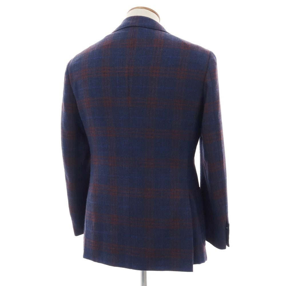 【中古】リングヂャケット RING JACKET ウール チェック 3B テーラードジャケット ネイビーxブラウン【 46 】【 状態ランクB 】【 メンズ 】