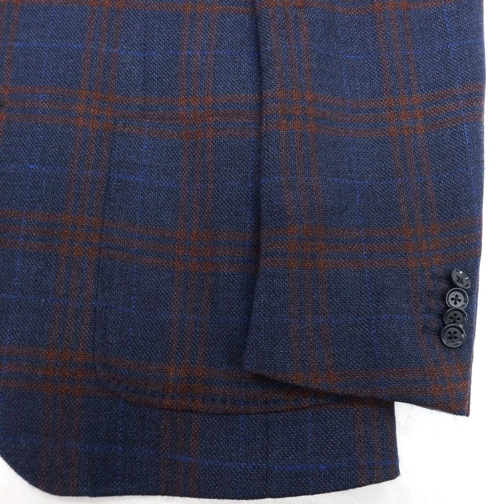 【中古】リングヂャケット RING JACKET ウール チェック 3B テーラードジャケット ネイビーxブラウン【 46 】【 状態ランクB 】【 メンズ 】