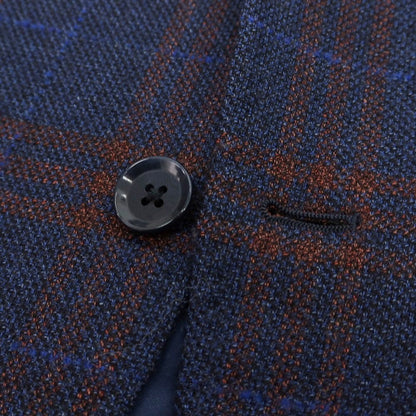 【中古】リングヂャケット RING JACKET ウール チェック 3B テーラードジャケット ネイビーxブラウン【 46 】【 状態ランクB 】【 メンズ 】