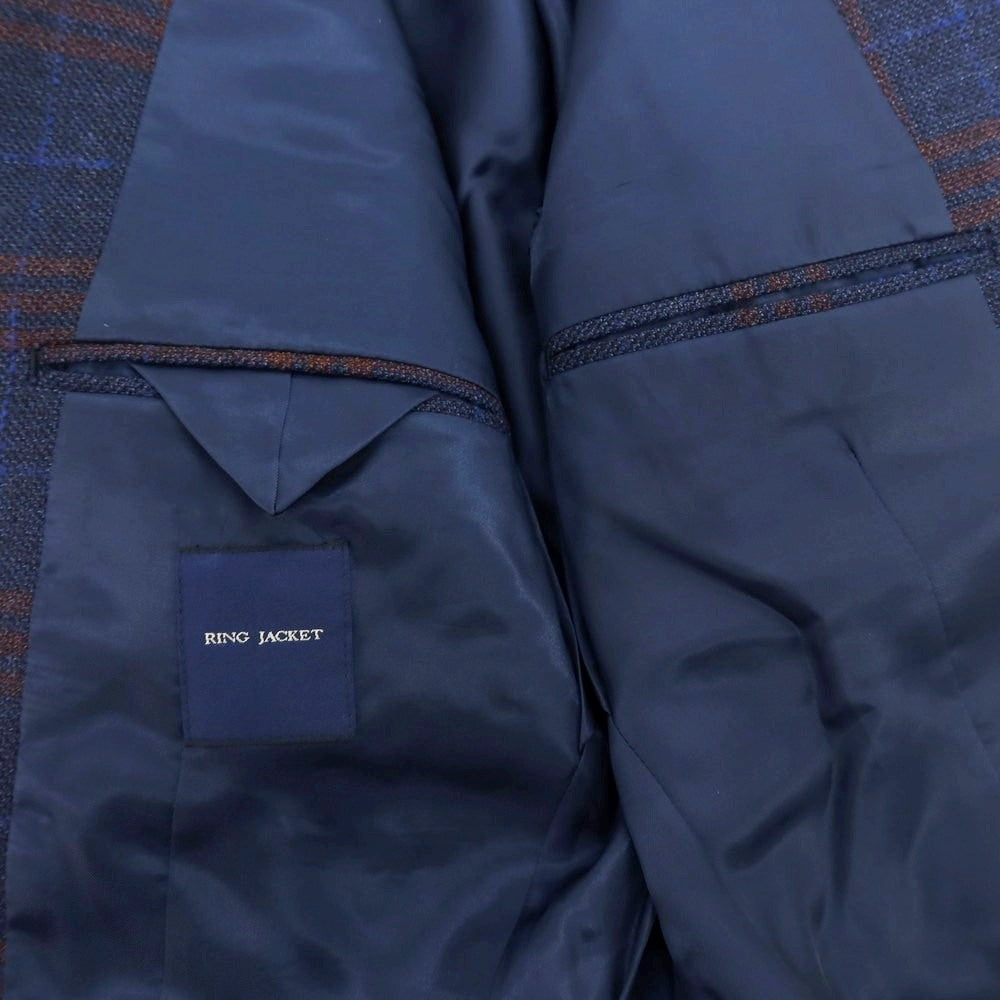 【中古】リングヂャケット RING JACKET ウール チェック 3B テーラードジャケット ネイビーxブラウン【 46 】【 状態ランクB 】【 メンズ 】