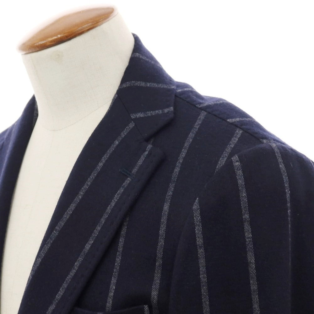 【中古】リングヂャケット RING JACKET ウールコットン ストライプ 3B テーラードジャケット ネイビーxグレー【 46 】【 状態ランクB 】【 メンズ 】