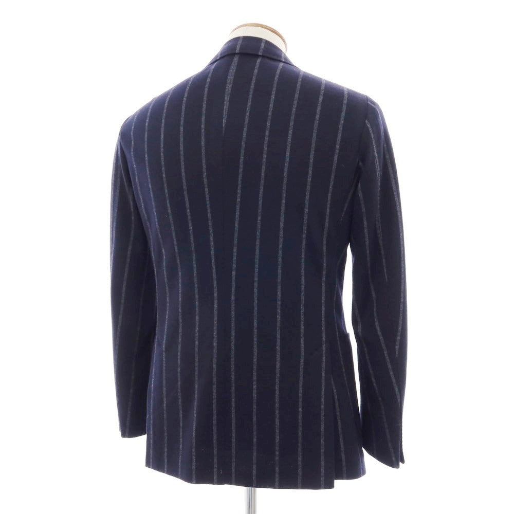 【中古】リングヂャケット RING JACKET ウールコットン ストライプ 3B テーラードジャケット ネイビーxグレー【 46 】【 状態ランクB 】【 メンズ 】