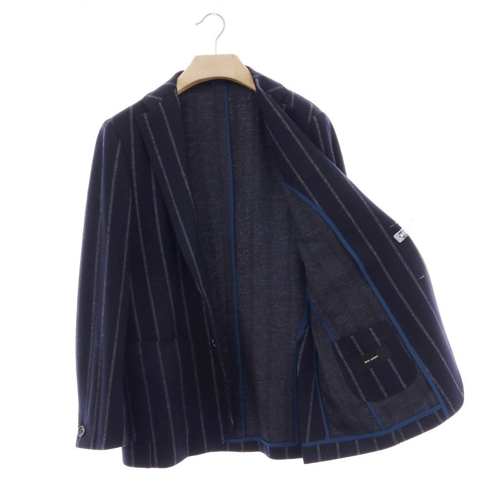 【中古】リングヂャケット RING JACKET ウールコットン ストライプ 3B テーラードジャケット ネイビーxグレー【 46 】【 状態ランクB 】【 メンズ 】