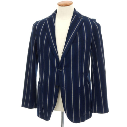 【中古】チルコロ1901 CIRCOLO 1901 コットン ジャージー ストライプ 2B カジュアルジャケット ネイビーxホワイト【サイズ46】【 状態ランクB 】【 メンズ 】