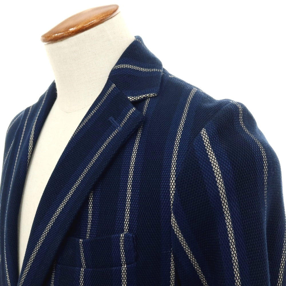 【中古】チルコロ1901 CIRCOLO 1901 コットン ジャージー ストライプ 2B カジュアルジャケット ネイビーxホワイト【サイズ46】【 状態ランクB 】【 メンズ 】