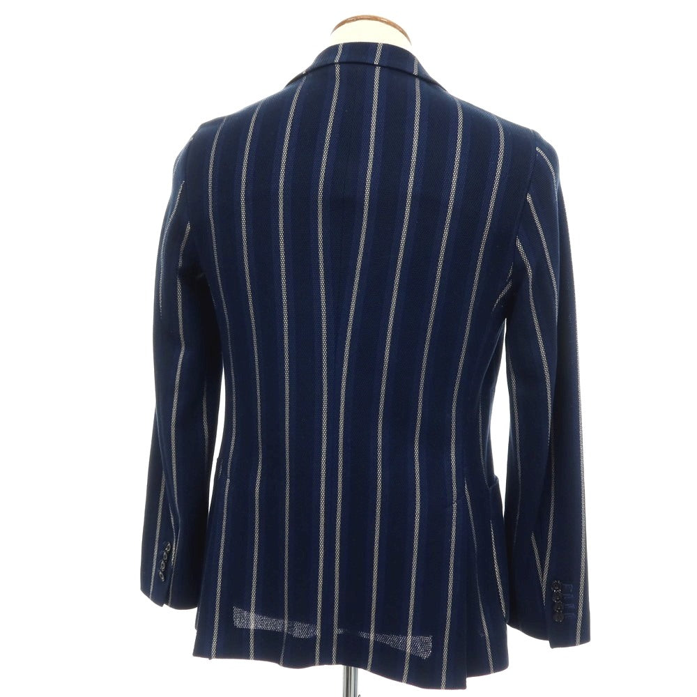 【中古】チルコロ1901 CIRCOLO 1901 コットン ジャージー ストライプ 2B カジュアルジャケット ネイビーxホワイト【サイズ46】【 状態ランクB 】【 メンズ 】