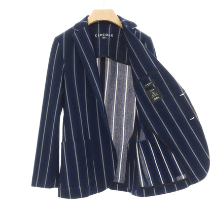 【中古】チルコロ1901 CIRCOLO 1901 コットン ジャージー ストライプ 2B カジュアルジャケット ネイビーxホワイト【サイズ46】【 状態ランクB 】【 メンズ 】
