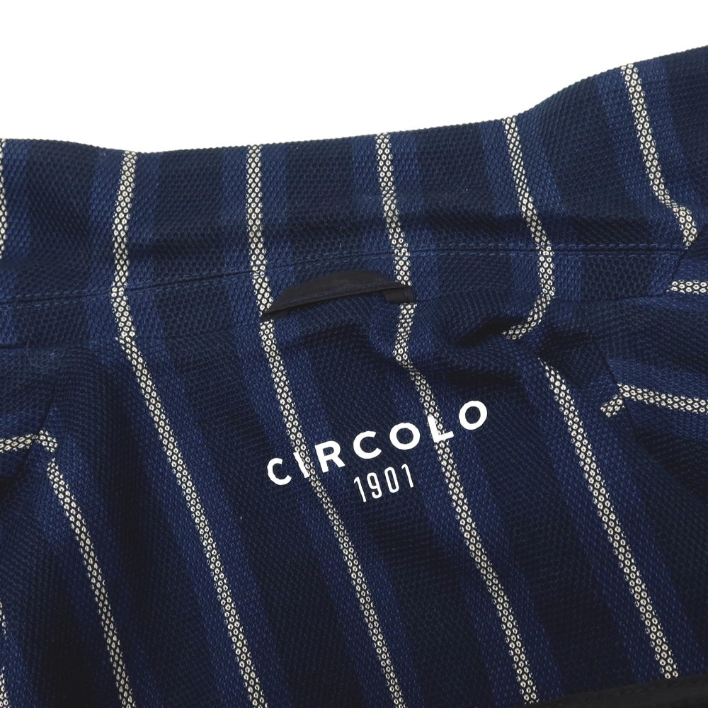【中古】チルコロ1901 CIRCOLO 1901 コットン ジャージー ストライプ 2B カジュアルジャケット ネイビーxホワイト【サイズ46】【 状態ランクB 】【 メンズ 】