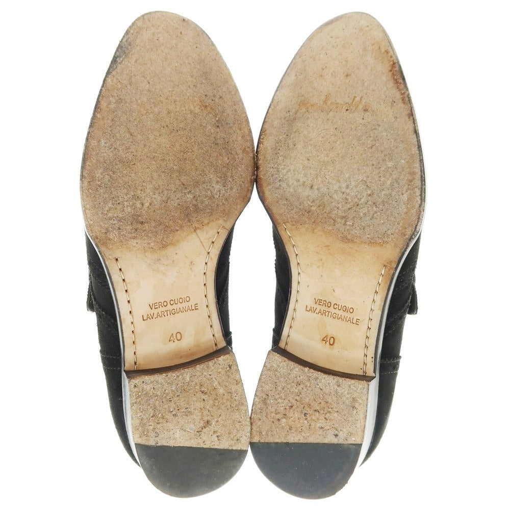 【中古】ポルペッタ polpetta スエード モンクストラップ ドレスシューズ ブラック【 40 】【 状態ランクB 】【 メンズ 】