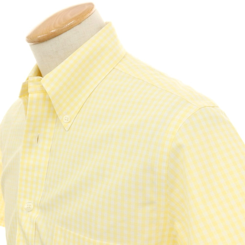 【中古】ブルックスブラザーズ Brooks Brothers REGENT コットン ギンガムチェック ボタンダウン 半袖シャツ イエローxホワイト【サイズS】【 状態ランクB 】【 メンズ 】