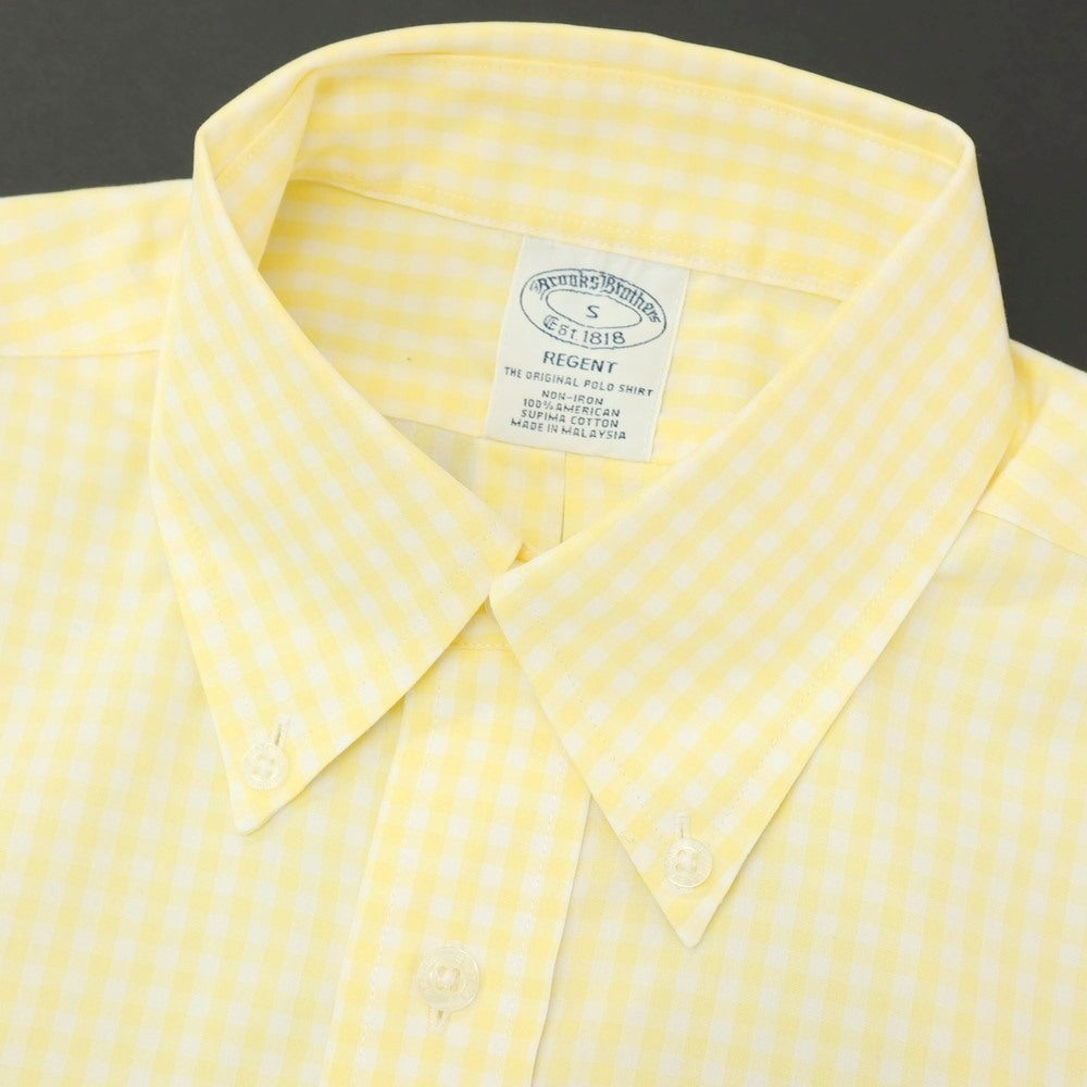 【中古】ブルックスブラザーズ Brooks Brothers REGENT コットン ギンガムチェック ボタンダウン 半袖シャツ イエローxホワイト【サイズS】【 状態ランクB 】【 メンズ 】