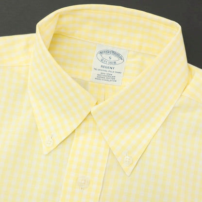 【中古】ブルックスブラザーズ Brooks Brothers REGENT コットン ギンガムチェック ボタンダウン 半袖シャツ イエローxホワイト【サイズS】【 状態ランクB 】【 メンズ 】