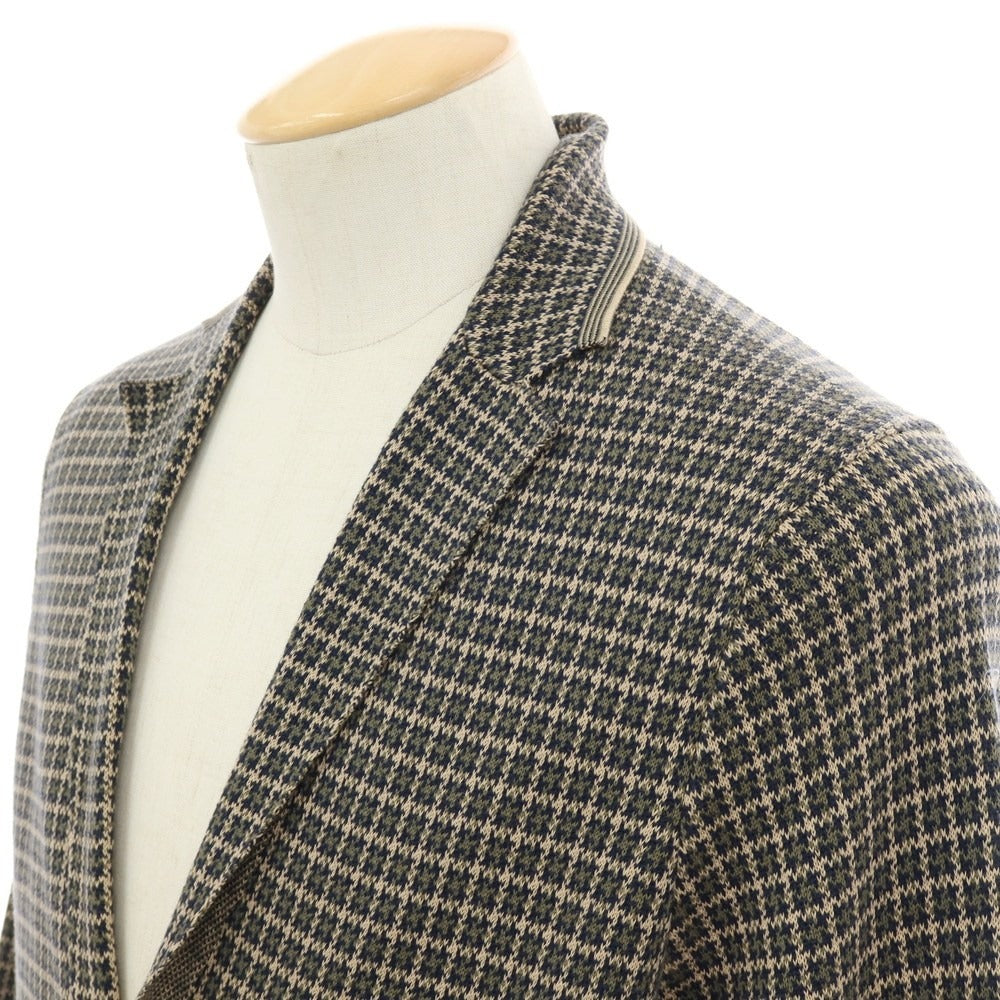 【中古】ドルモア DRUMOHR コットン チェック ジャケット型 カーディガン ベージュxオリーブ【 44 】【 状態ランクA 】【 メンズ 】