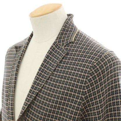 【中古】ドルモア DRUMOHR コットン チェック ジャケット型 カーディガン ベージュxオリーブ【 44 】【 状態ランクA 】【 メンズ 】