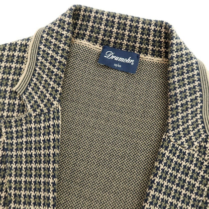 【中古】ドルモア DRUMOHR コットン チェック ジャケット型 カーディガン ベージュxオリーブ【 44 】【 状態ランクA 】【 メンズ 】