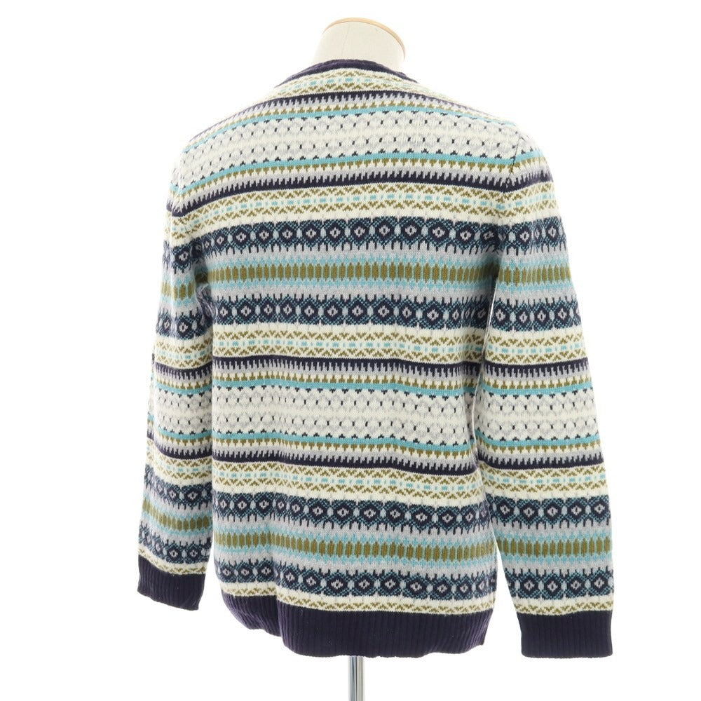 【中古】アイリッシュクローン IRISH CRONE ウール フェアアイル柄 クルーネック プルオーバーニット ホワイトxマルチカラー【 M 】【 状態ランクB 】【 メンズ 】